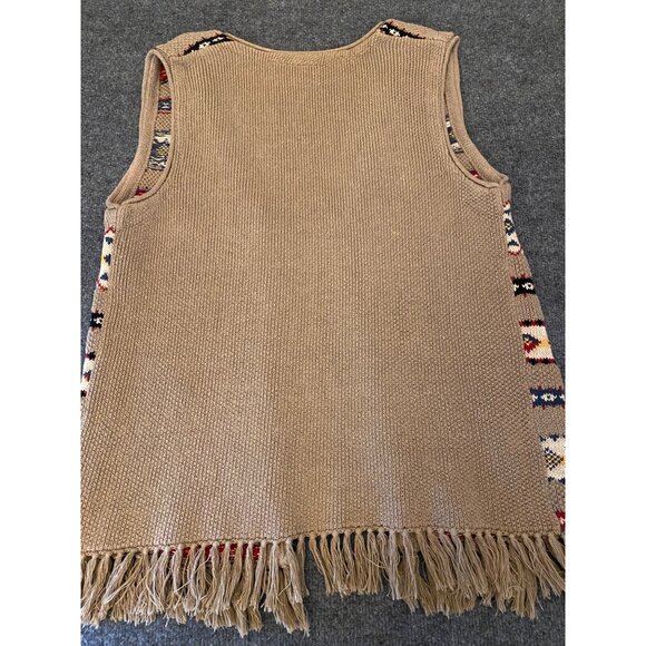 VTG Southwestern Knit Sweater Vest Womens Med Fringe Festival Indie Rock Western - Picture 12 of 13
